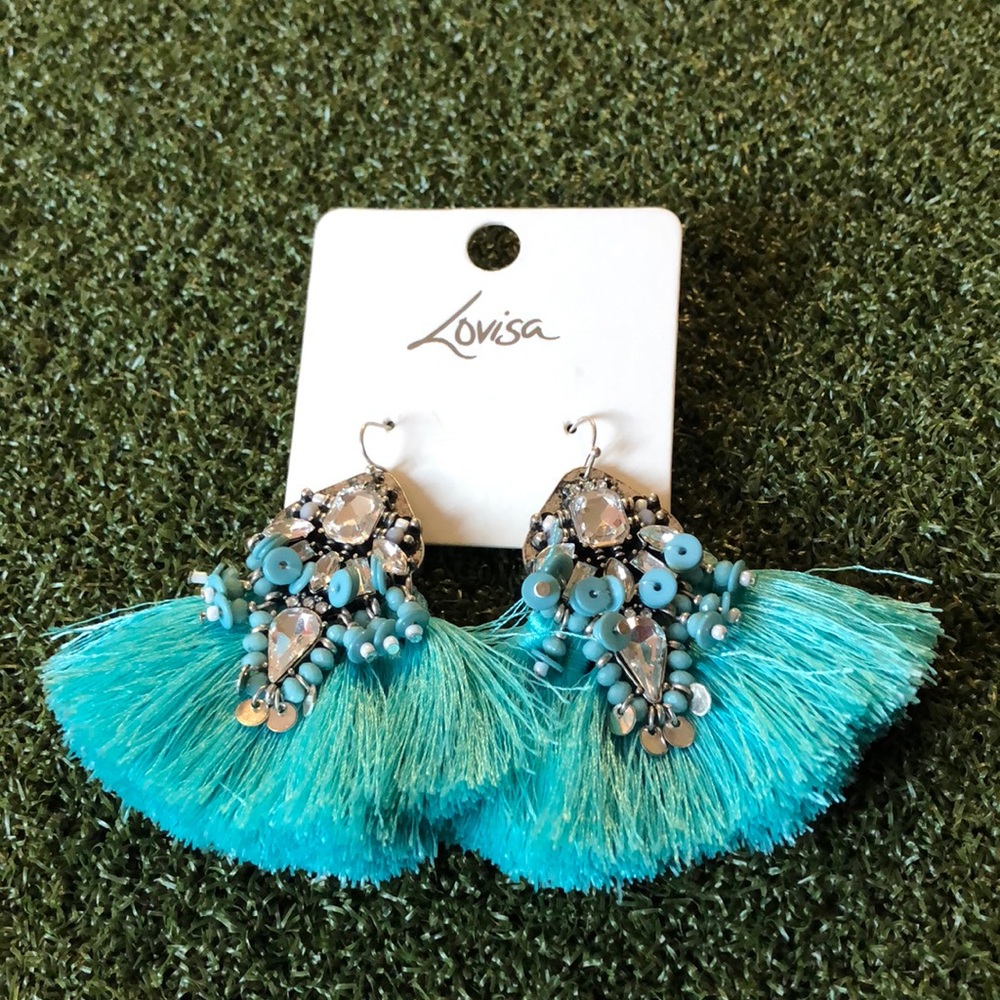 Lovisa tassel earrings with rhinestones and beads